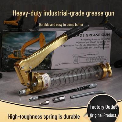 אקדח גריז שקוף Quanker Heavy-Duty 600CC למחפרים, עיצוב ידני בלחץ גבוה עם מוט כפול.