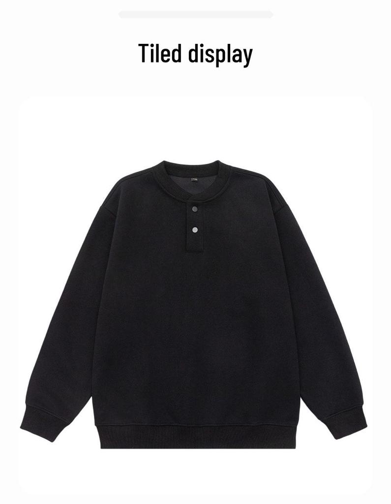 HaoZhi Men's Henley Collar Long Sleeve Hoodie, Casual Autumn/Winter Jacket