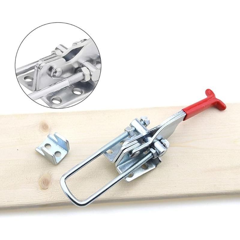 Professional Toggle Action Clamps 2 Pack Sturdy Carbon Steel Latches Tool Less Mounting for Garage Door Daily Use