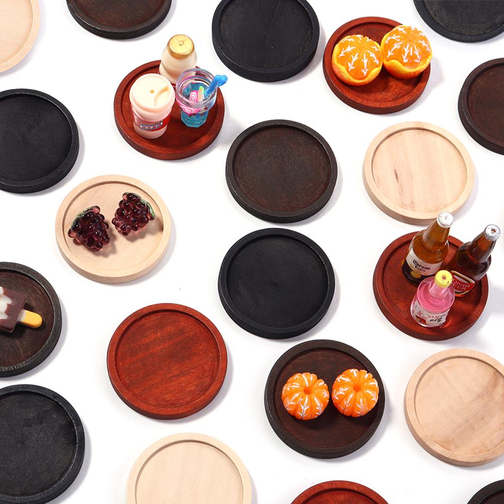 10Pcs Natural Wooden Cabochon Cameo Base Vintage Round Blank Setting Tray For Necklace Jewelry Making Findings Home Decoration