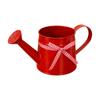 Metal Watering Can with Gingham Ribbon Decorative Garden Watering Pot for Indoor Outdoor Plant Care and Flower Arrangement