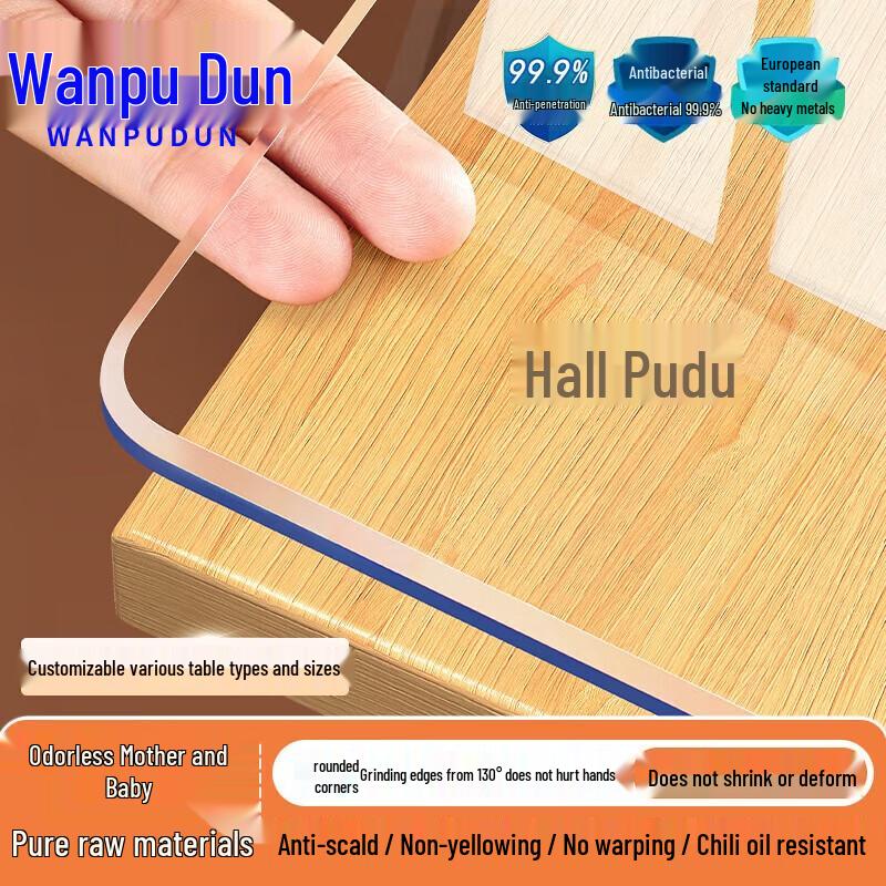 WAMPUDUN Transparent Soft Glass PVC Tablecloth