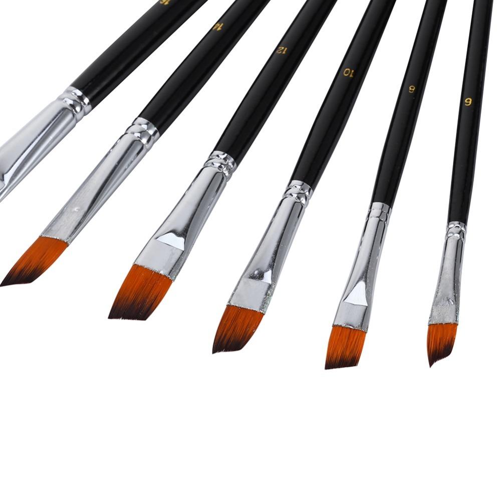 9PCS Angled Tip Layout Nylon Painting Brush Set Watercolor & Oil Painting Tools  Watercolor Coloring