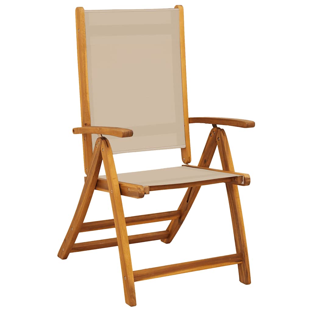 Vidaxl Folding Garden Chairs, 2 Pcs., Acacia Wood and Textilene