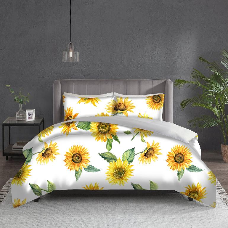 

3D Digital Printing Children S Dormitory Kit Three-Piece Set, Fresh Series Pastoral Flowers Three-Piece Set 90*90cm