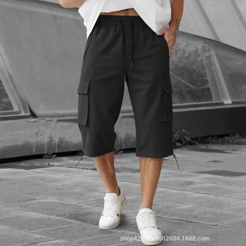 Men s All Match Relaxed Fit Drawstring Hem Cargo Shorts S чёрный