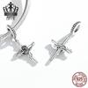 S925 Sterling Silver Rose Cross Pendant Bracelet with European & American Style Flower Beads