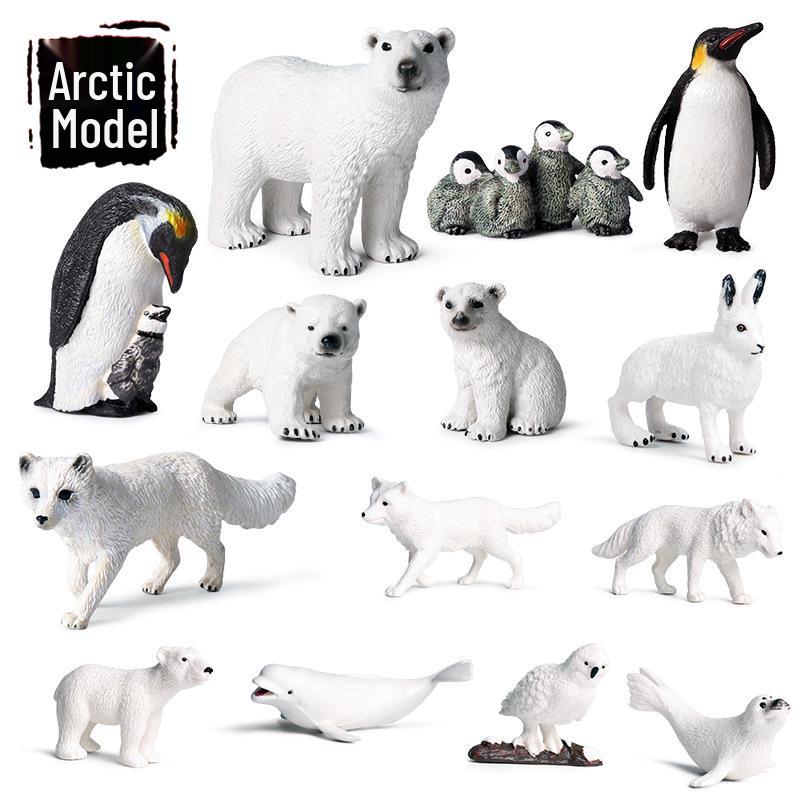 Polar Wildlife Animal Model Toy Set: Polar Bear & Penguin