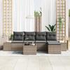 6 Piece Sofa Set with Cushions Grey Poly Rattan
