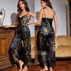 Sexy Pajama Two-Piece Set Camisole Tops Pants Loungewear Women Pijamas Suit Soft Print Flower Suspenders Sleepwear Outside