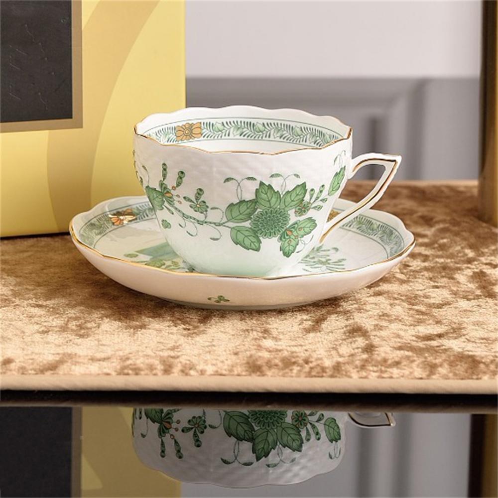 Creative Afternoon Tea Coffee Cup And Saucer Flower And Bird Printing Black Tea Cup Set Kitchen Supplies Cup And Saucer Gift