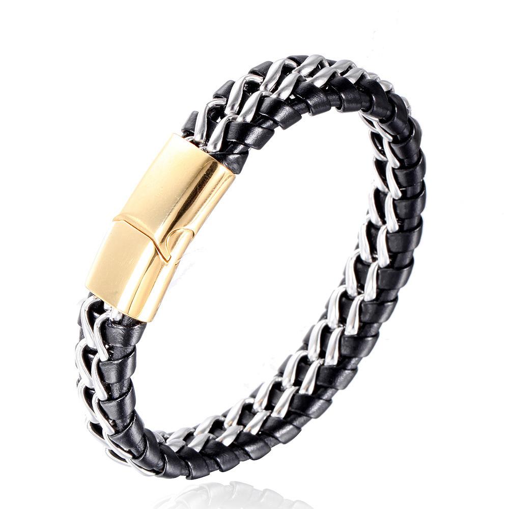 Fashion Bracelet, Men's Bracelet, Leather Rope Double Chain Braided Bracelet