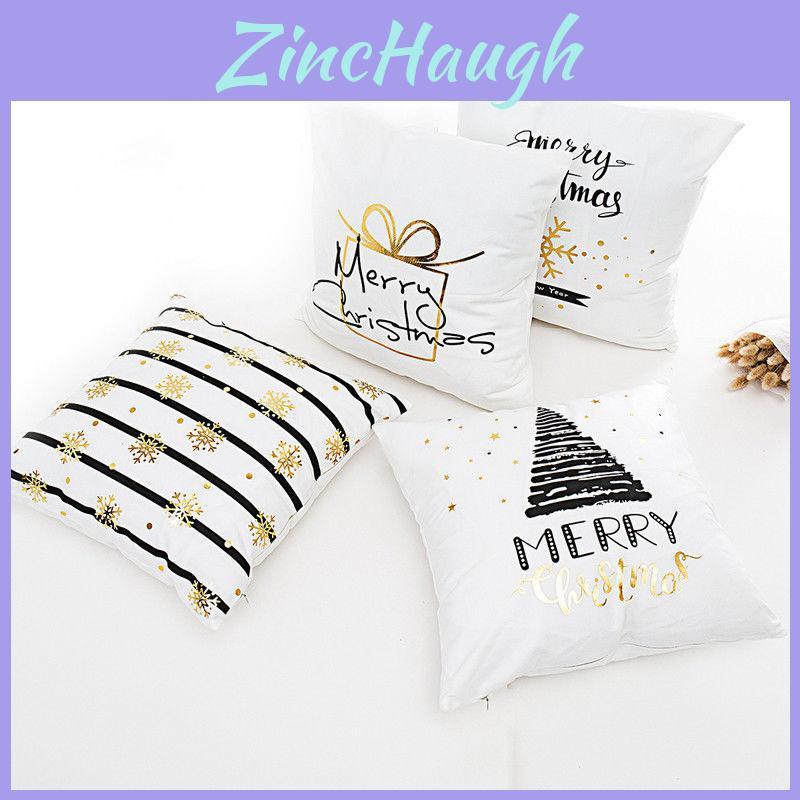 Elegant Christmas Pillow Case Glitter Cotton Linen Sofa Throw Cushion Cover For Home Decor