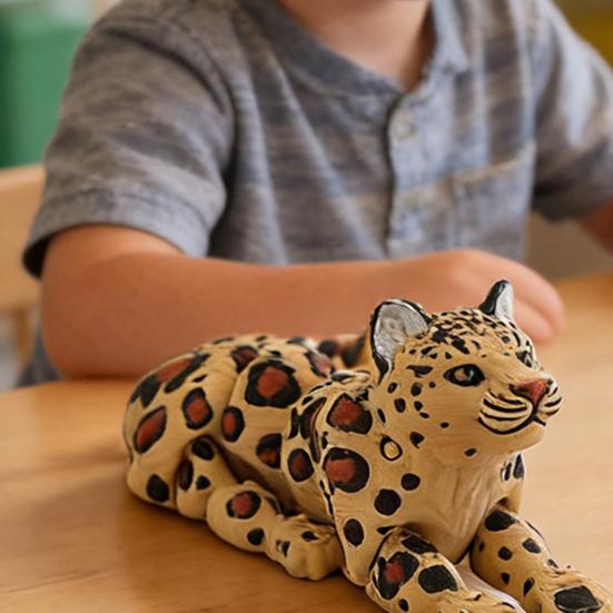 3D Printed Animal Model Realistic Snow Leopard Figurine with Flexible Joint Articulated Fidget Toy for Stress Relief