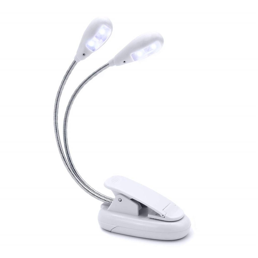 Notenständerlicht, LED-Buchleuchten zum Anklemmen, USB- und AAA-Batteriebetrieben, Leselampe im Bett, 4 Helligkeitsstufen, Ideal für Bo