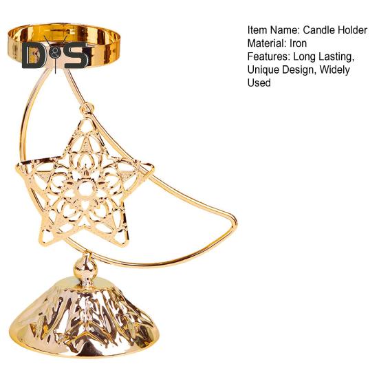 Eid Ramadan Moon Shape Candle Holder Rustproof Corrosion Resistant Candlestick Holder Ramadan Centerpiece Decoration