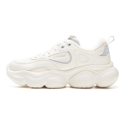 Li Ning Cloud Cushioning Slip Resistant Abrasion Resistant Lightweight Rebound Low Top Casual Shoes Women's Mist White AGCV324-2