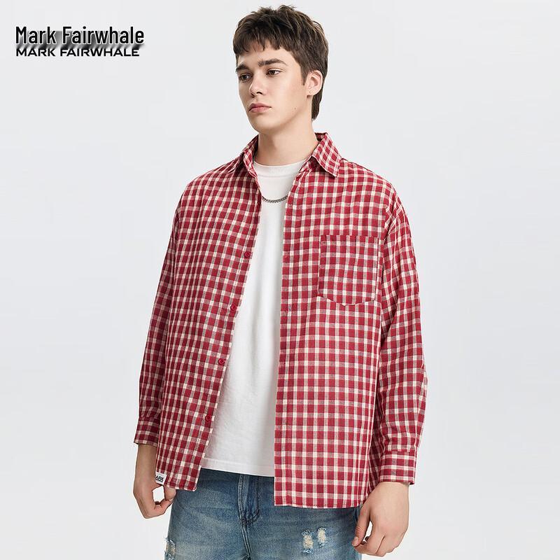 

Mark Fairwhale Мужская клетчатая рубашка с длинным рукавом L
