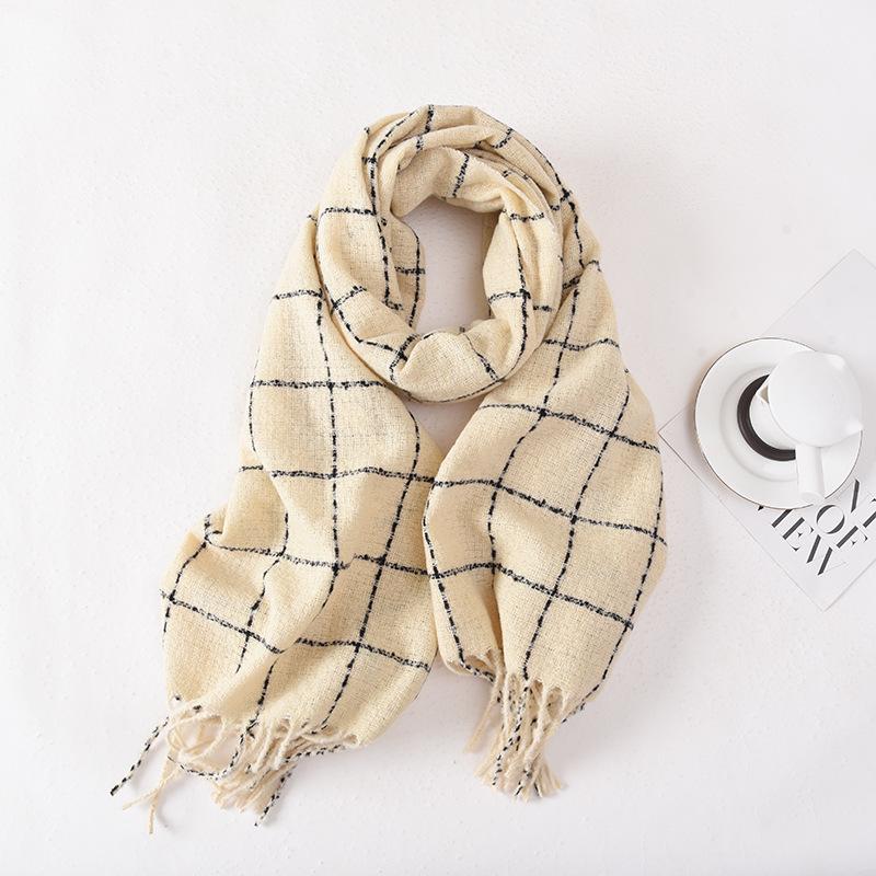 Line Scarf Women's Winter High-end Plaid Shawl 2025 New Versatile Fashion Scarf Double-sided Thickening
