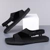 Men Black Sandals Slippers Handmade Simple Flats Summer Roman Sandals Open Toe Beach Shoes Plus Size