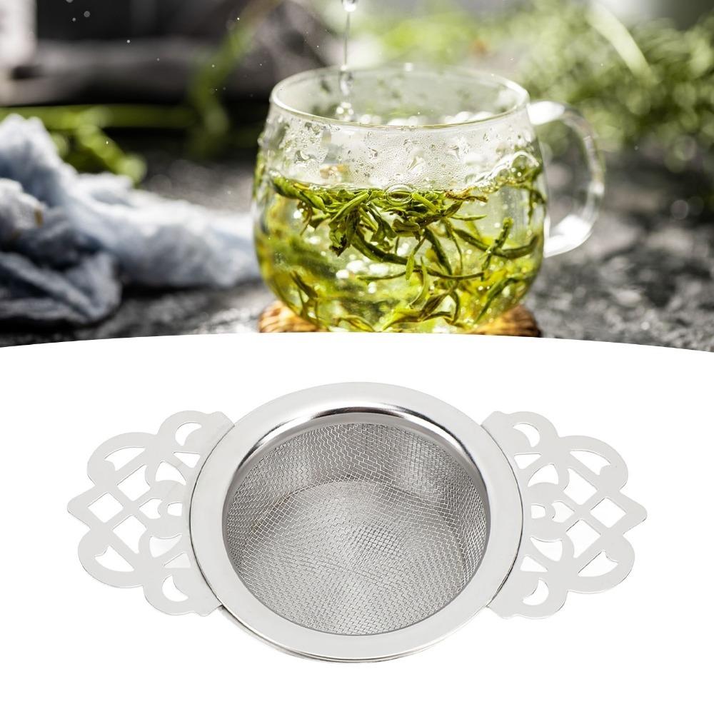 

Insulated Base Tea Strainer 304 Stainless Steel Loose Leaf Tea Infuser Brewing Filter Tea Silver Flower Style