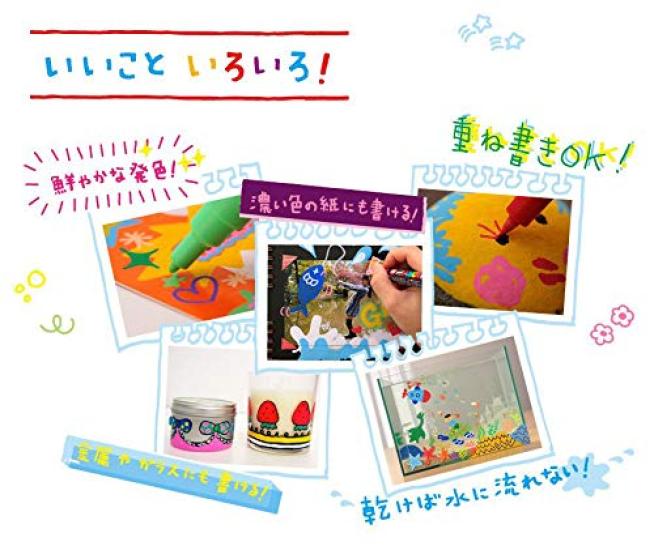 Mitsubishi Pencil Marker na bazie wody Posca Czarny PC-1M 3M 5M 8K 17K Pełna szerokość Zestaw 5 sztuk + Karta próbna Loconeco