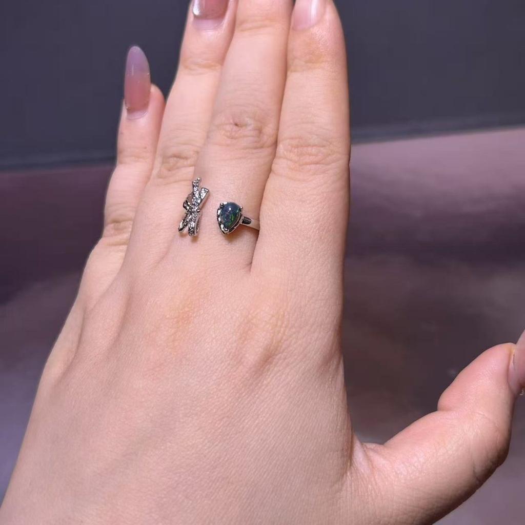 Natural Ethiopian Black Opal Ring Exquisite Ring