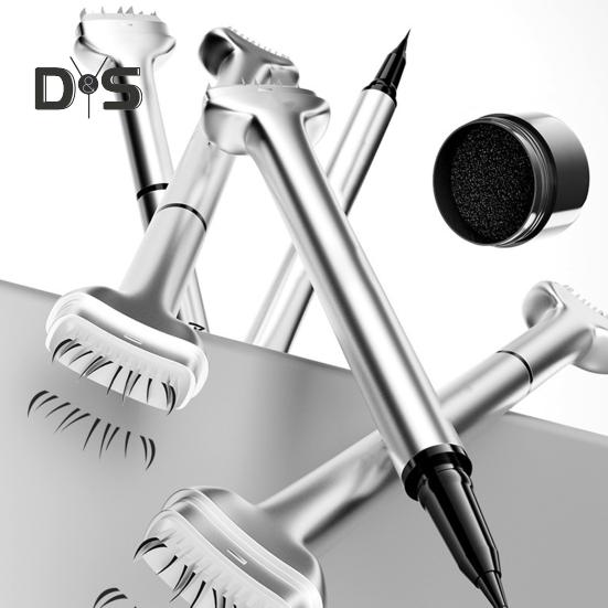 1 Set Lower Eyelash Stamp Eyeliner Kit Waterproof Smudge-Proof Sweat-proof Eyeliner Pen Long Lasting Bottom Lash Stamp Beginner Women Eyes Makeup