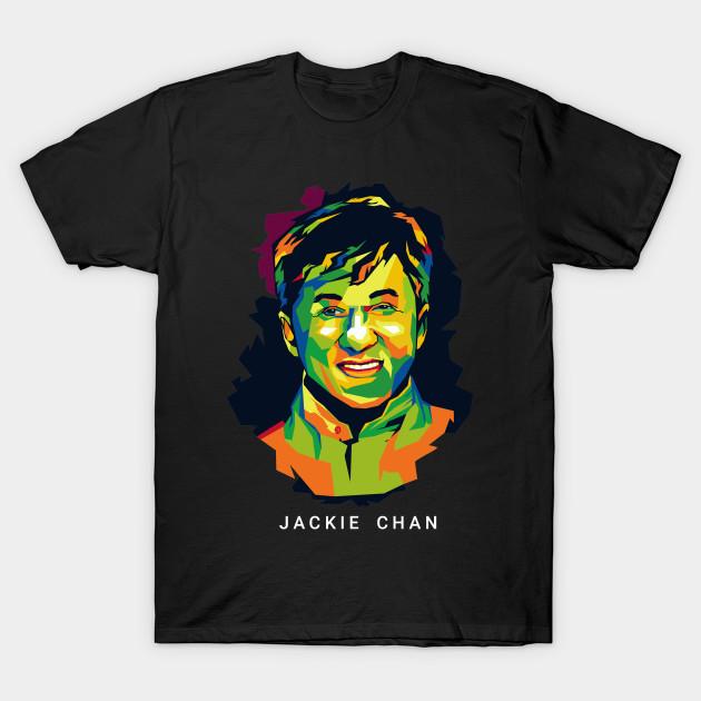 Men Black Print T-shirt Jackie Chan Smile No-Cut Transfer Paper Print Cotton Tshirt 3XL чёрный