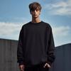 Men's Plus Size Round Neck Solid Color Hoodie - Loose Fit with Velvet Base Layer for Couples, Suitable for Spring and Autumn.