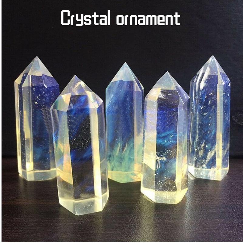 Modern Minimalistisk Kristallinredning Gul Smältande Sten Enkel Spets Sexkantigt Prisma