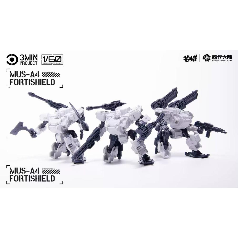 Sheik Festland 3er-Set 1/60 3-Minuten-Plan Fortishield Team Mecha Modellbausatz Schnelle Montage Actionfigur Schreibtischdekoration Jungen Spielzeug Geschenk