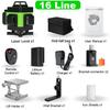 4D 360° 16 Line Laser Level Measure LED Power Display Easy To Carry with The Case Green New Laser Level