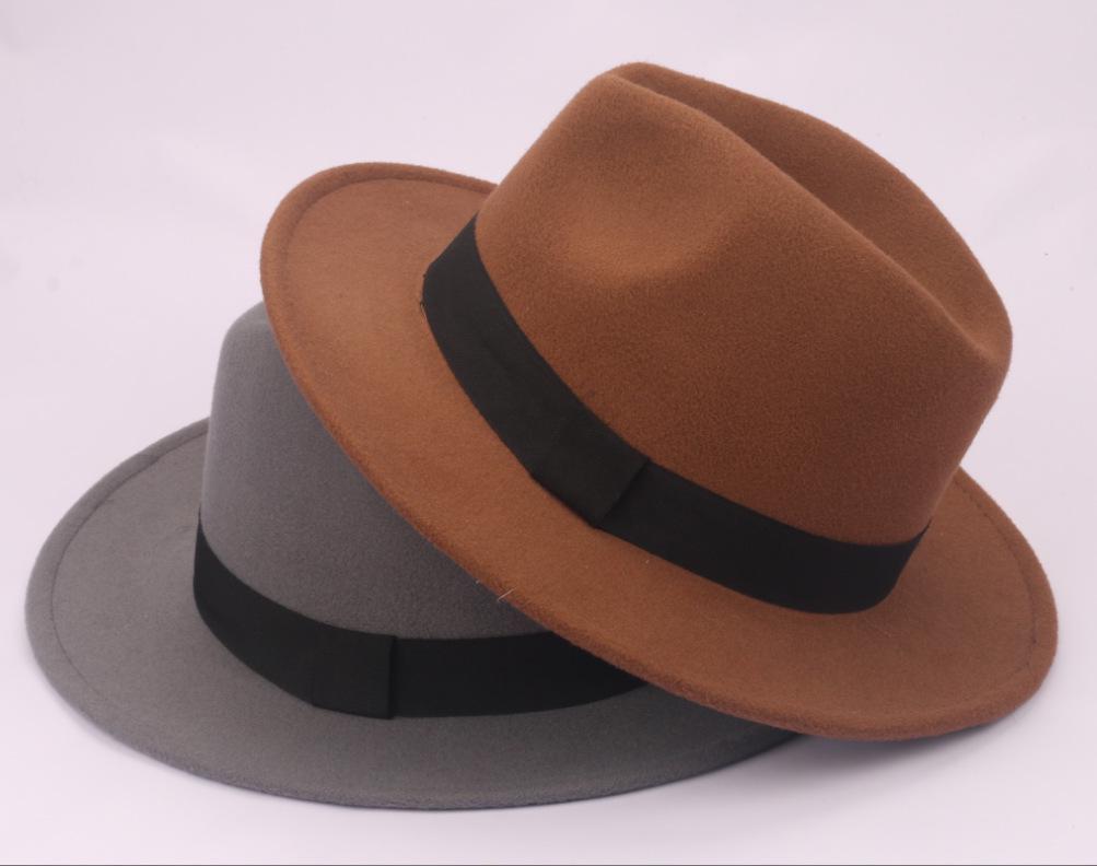 

Ретро Шанхайская Федора с широкими полями: Унисекс Весенне-осенняя шляпа-панама джаз с шерстяным видом Adjustable 57cm Head Circumference кофейный