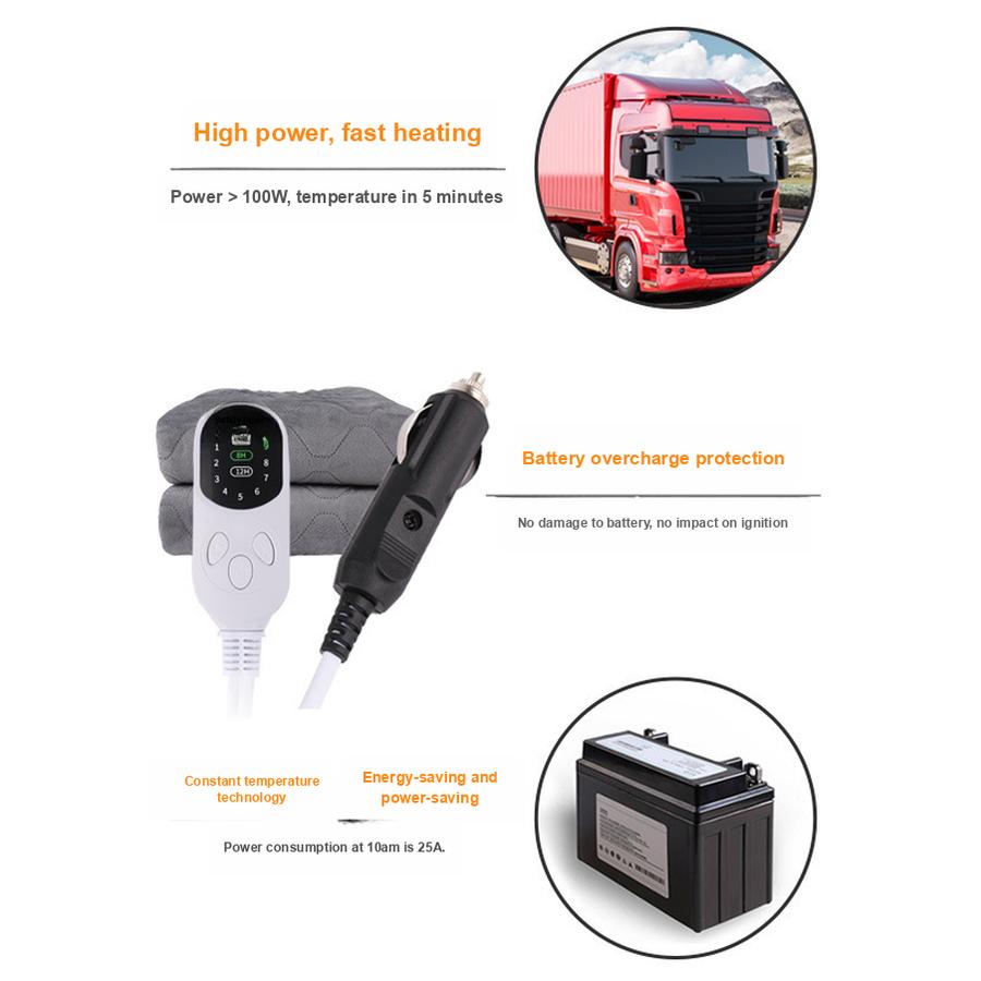 12V Car Heating Blanket for Vehicle, Double/Single Bed, Waterproof, RV, Van, Bedspread