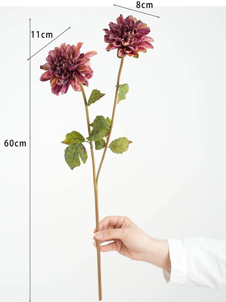 Jesienne Sztuczne Kwiaty Dalii Dekoracja Vintage Przypalane Krawędzie Jedwabne Kwiaty do Domu Dekoracja na Ślub Jesienna Tematyka Centralne Elementy