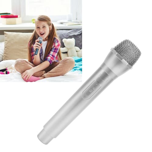 Fake Microphone for Karaoke, Singing Prop Microphone, Lightweight and Durable, 2.5x23.5x4.9cm, Party (Silver)