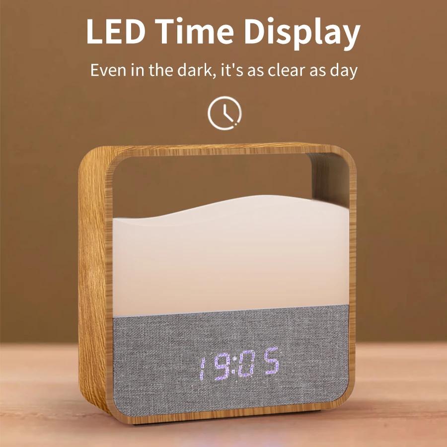 Portable Led Table Lamp Rechargeable Desktop Night Lights with Clock Time Display Sleeping Bedside Light Portable Room Light