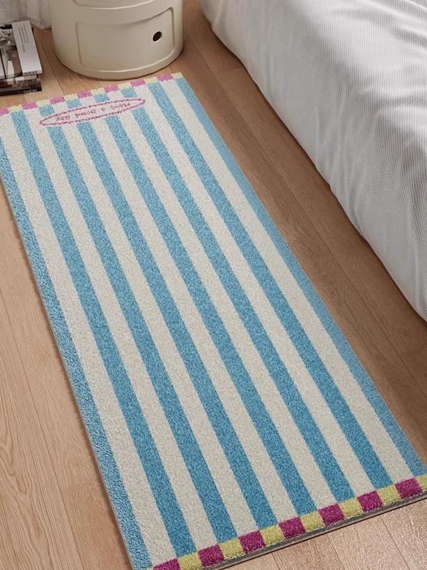 VIKAMA Striped Carpet Soft Plush Bedroom Bed Blanket Long Strip Living Room Bay Window Balcony Floor Cushion Home Decor