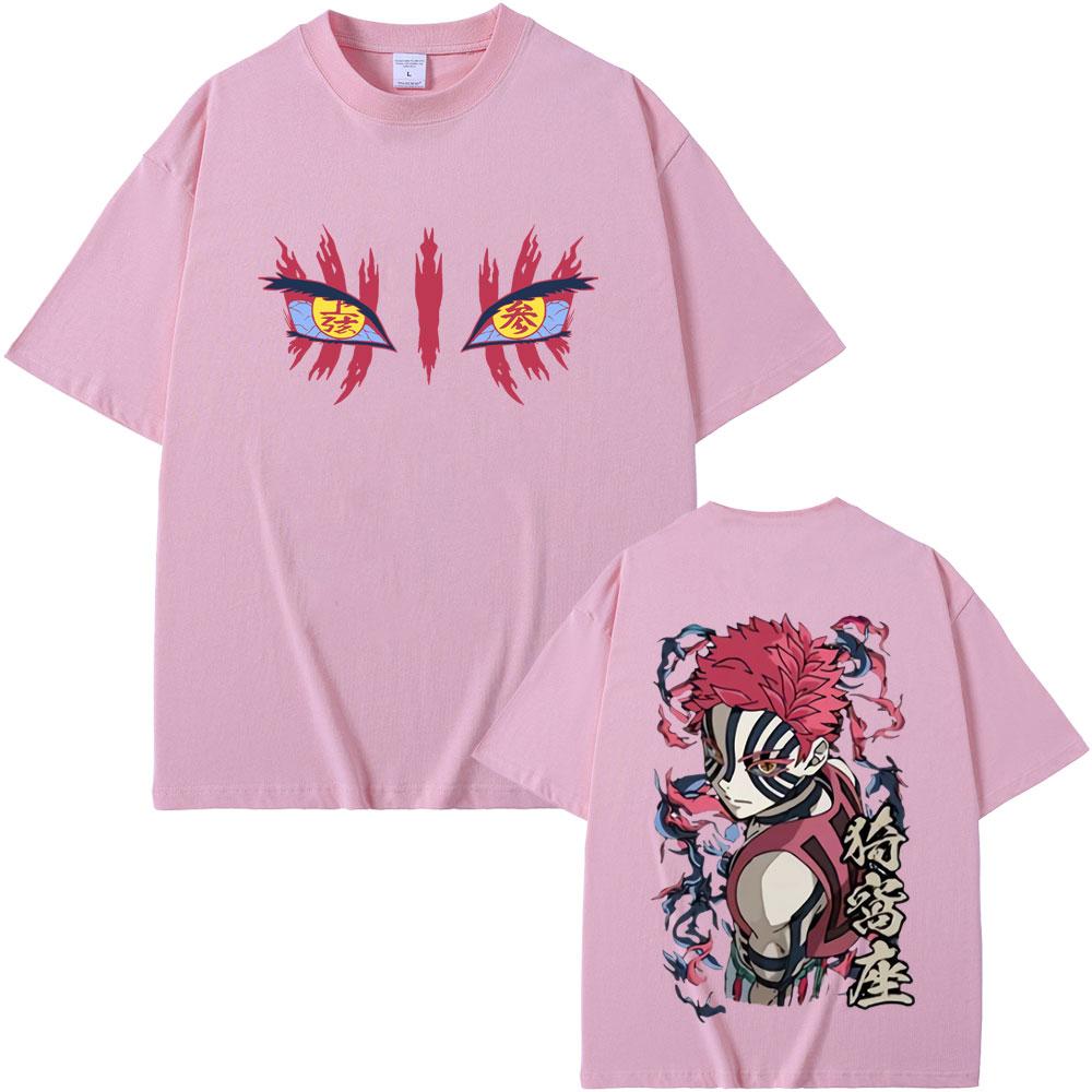 Anime Demon Slayer Akaza Eyes Graphic Tshirt Men Women Clothing Casual Vintage T Shirts Male High Quality Pure Cotton Tshirt