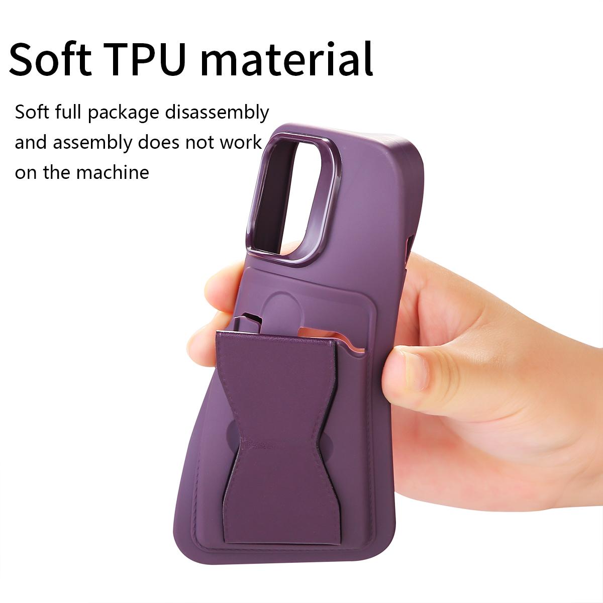 

For iPhone 15 Pro Max Case Card Holder Shockproof TPU Phone Cover Dark Purple