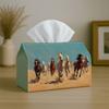 1pc Impressionist Animal Tissue Holder Featuring a Galloping Horse Design, Perfect for Storing Napkins In The Kitchen Or Car. This Elegant Decorative 