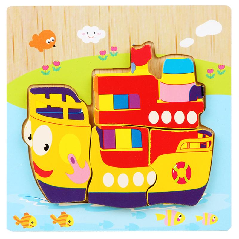 High Quality 3D Wooden Puzzles Educational Cartoon Animals Early Learning Cognition Intelligence Puzzle Game For Children Toys
