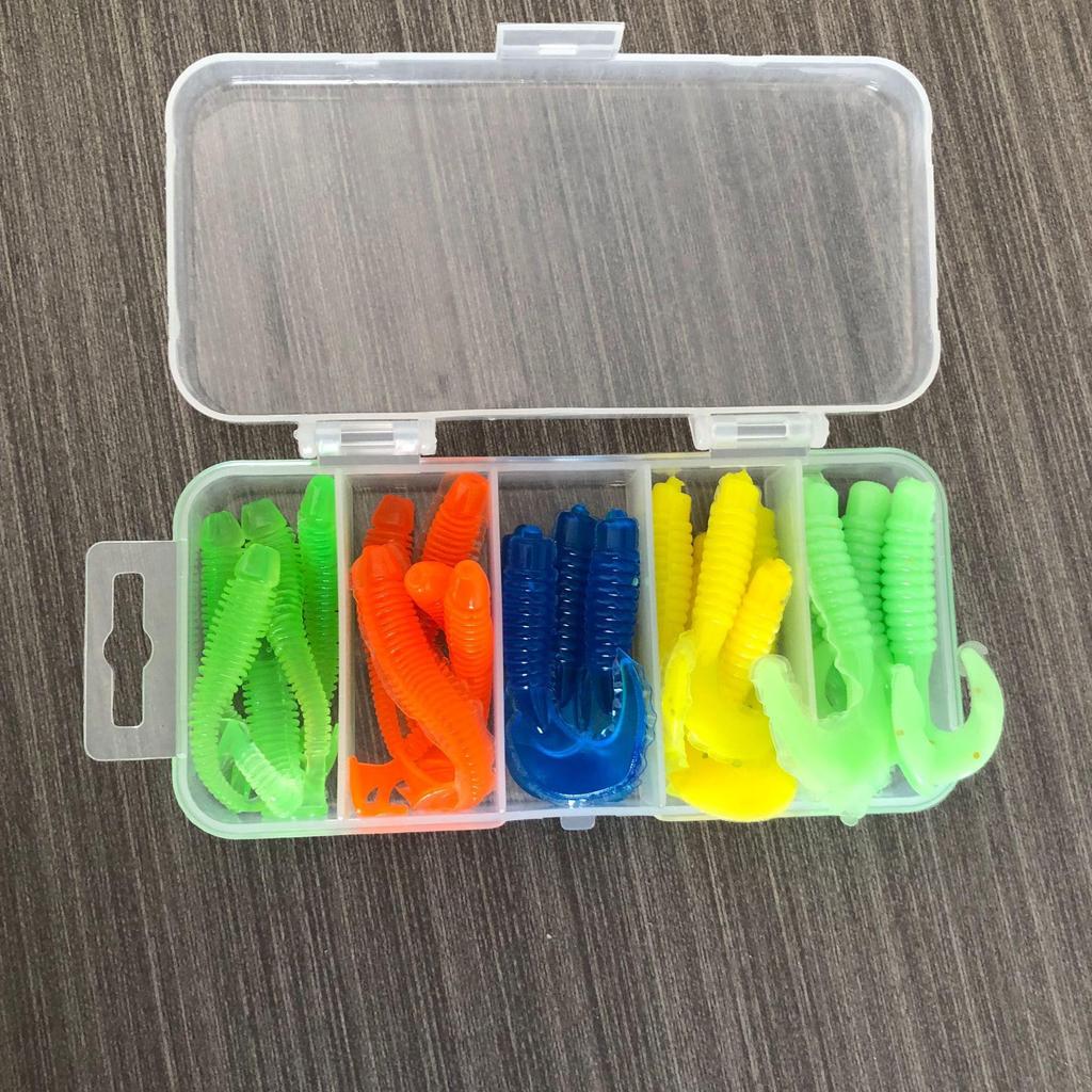 Soft Bait Combo Set: Lead Head Hook, Soft Worm, Luya & Catfish Bait