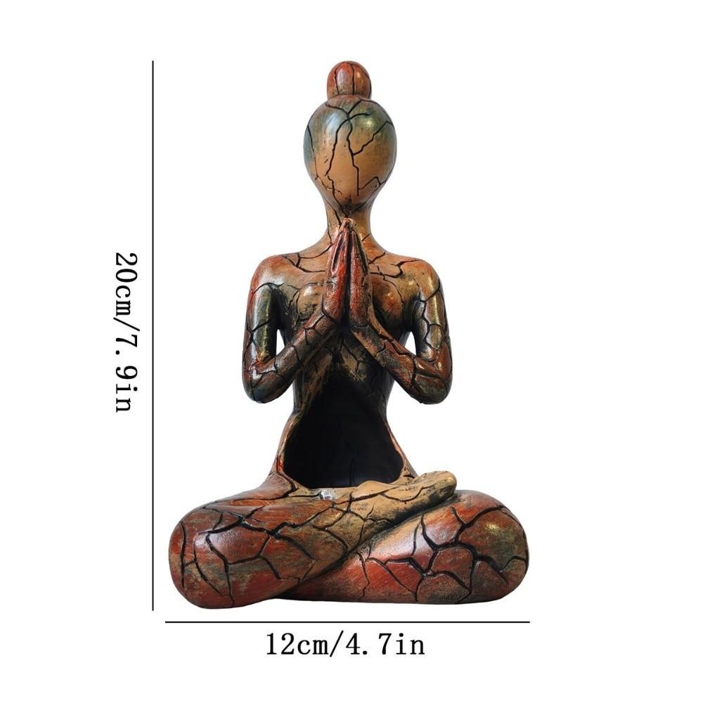 Figur Abstrakte Meditationsskulptur Sitzende Frau Dekorative Zen-Kerzenhalter Harz Yoga-Statue Schreibtisch