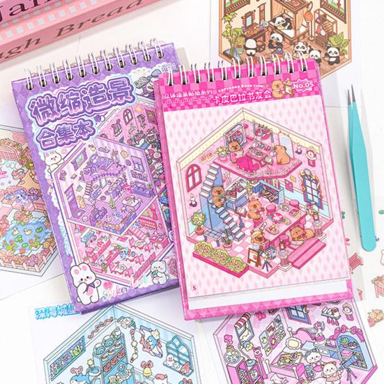 DIY 3D Scene Sticker Collection Book for Kids Adults Make Your Own Shop House Stickers for Relief Stress Pass The Time