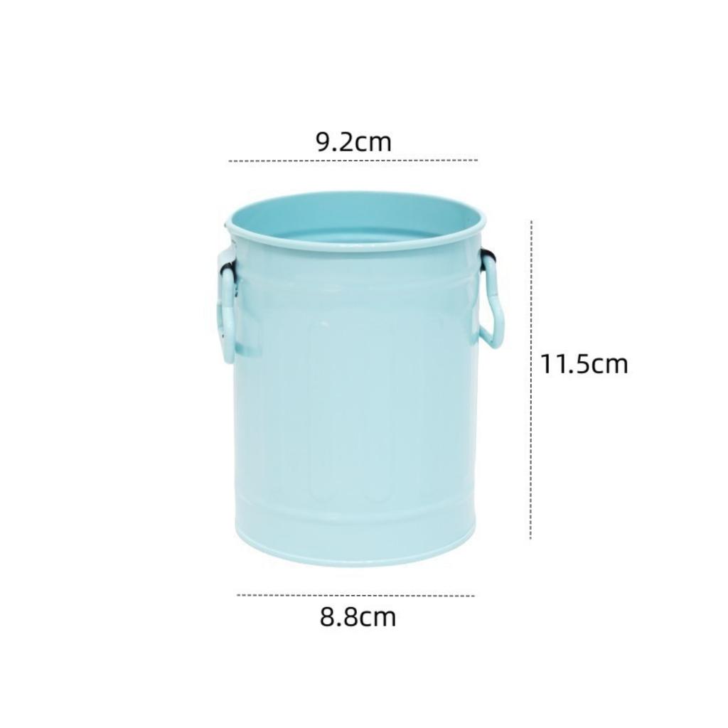 Multifunctional Desk Organizer Pen Holder Container Metal Storage Bucket with Handle for Office School Desktop Accessories