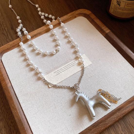 Collier Pendentif Cheval en Alliage Yousheng Léger Hypoallergénique Homme Femme Collier Pull Bijoux de Mode Accessoires Cadeau de Noël Anniversaire