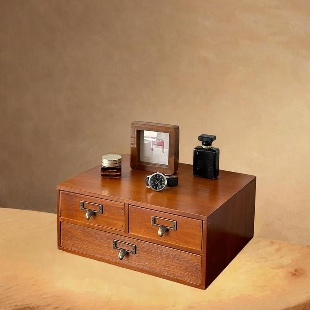 Organisateur de bureau Armoire Table Plateau Tiroir Polyvalent Coiffeuse Empilable Bois