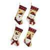 Christmas Stockings 18" Burlap Plaid Fireplace Hanging Stockings 3D Plush Santa Claus/Snowman/Reindeer Large Xmas Stockings for Holiday Party Decor